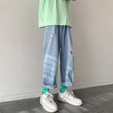 Men Jeans Ripped Jeans Men's Summer Straight Loose Pants